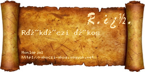 Rákóczi Ákos névjegykártya